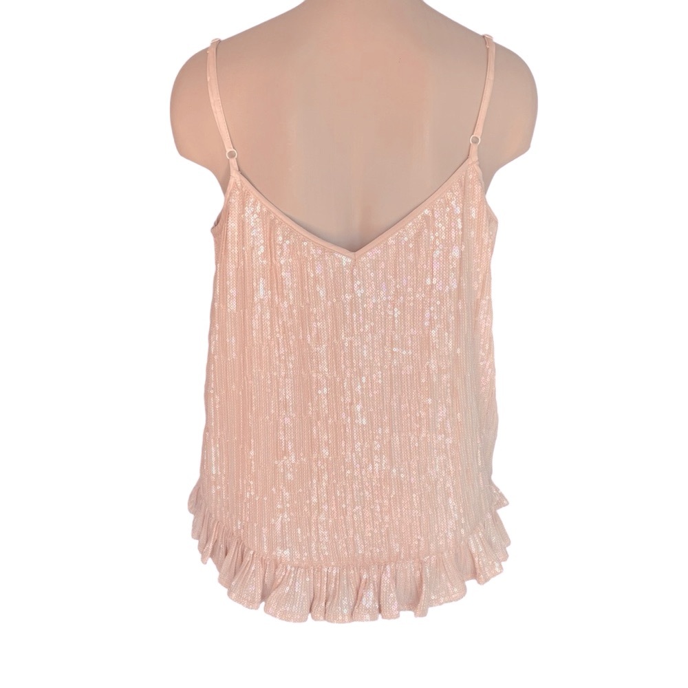 ANTHROPOLOGIE Amelie Camisole Top Sequins Pink Rose Size 10 - Picture 5 of 14
